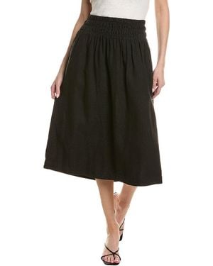 Bella Dahl Smocked Waist Gathered Linen Skirt - Black
