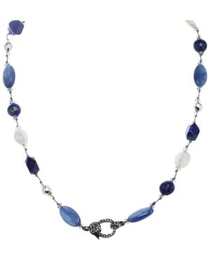Margo Morrison 0.57 Ct. Tw. Diamond & Kynite, Lapis, Pyrite, Moonstone Necklace - Blue