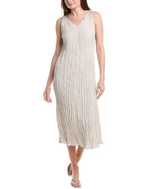 open lace back dress Eileen Fisher Size XL Tiered Pleated Silk Maxi Dress - Luxury Used Designer  Dresses