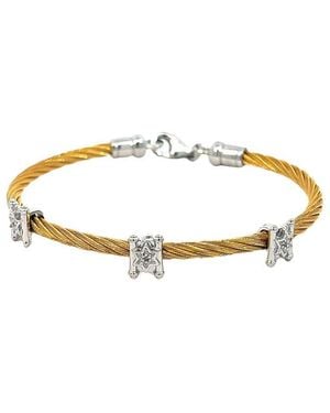 Diamond Select Cuts Stainless Steel 0.02 Ct. Tw. Diamond Bangle Bracelet - Metallic
