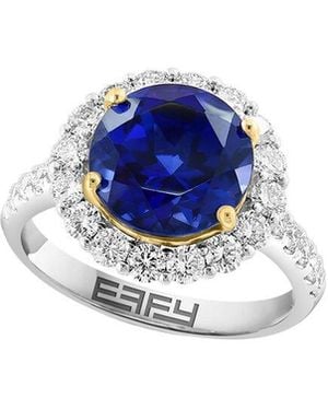 Effy Fine Jewelry 14K 4.77 Ct. Tw. Lab-Grown Diamond & Lab-Grown Sapphire Ring - Blue