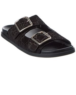 Gucci Gg Suede Slide - Black