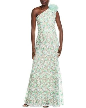 Tadashi Shoji Kahli 3D Floral Embroidered Gown - Green