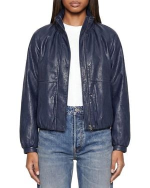 Avec Les Filles High Funnel Neck Balloon Bomber Jacket - Blue