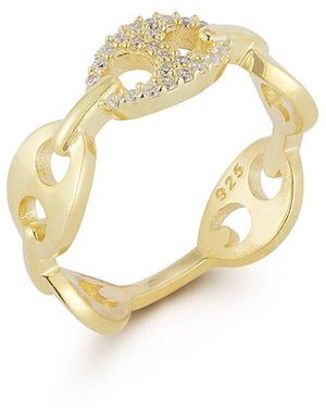 Chloe and Madison 14k Over Silver Cz Mariner Link Ring - Metallic