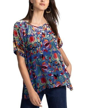 Johnny Was Mariafe Silk-Blend Blouse - Blue