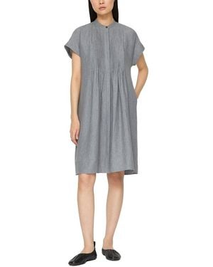 Lafayette 148 New York Pintuck Bib Linen Dress - Blue