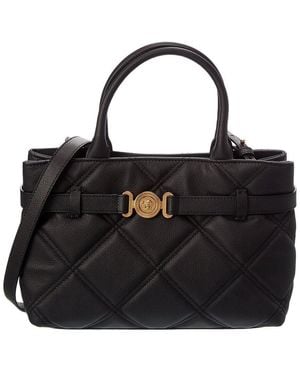 Versace Medusa Leather Shoulder Bag - Black