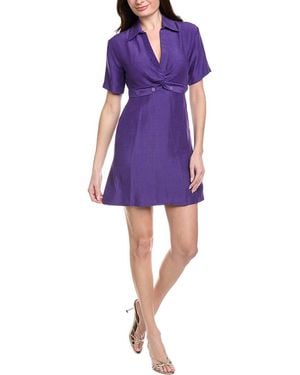 Sandro Linen-Blend Mini Dress - Purple