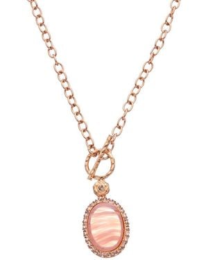 Kenneth Jay Lane Plated Rose Quartz Pendant Necklace - Metallic
