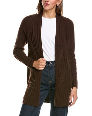 Forte Luxe Cable 100% Cashmere Cardigan - Black
