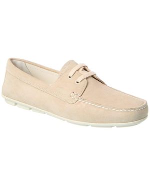 Prada Embossed Suede Driving Shoe - Natural