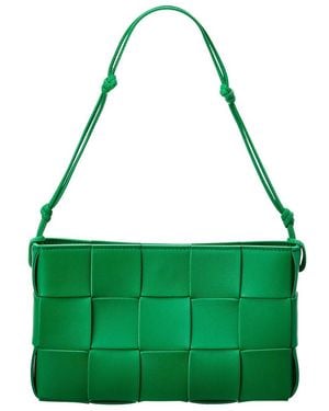 Bottega Veneta Cassette Intreccio Leather Pouch On Strap - Green