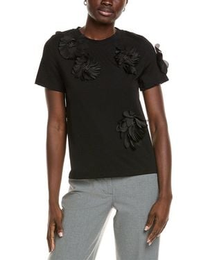 Gracia Flower Applique T-Shirt - Black