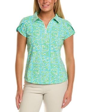 IBKUL Tulip Sleeve Polo Top - Green