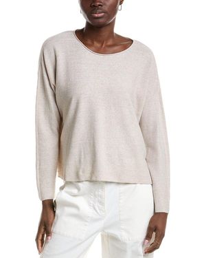 Eileen Fisher Box Linen-Blend Top - White