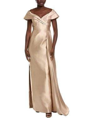 Rene Ruiz Draped Mikado Gown - Natural