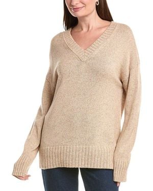 Lafayette 148 New York Wide V-Neck Cashmere & Silk-Blend Jumper - Natural