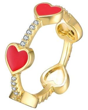 Rachel Glauber 14k Plated Cz Heart Ring - Pink