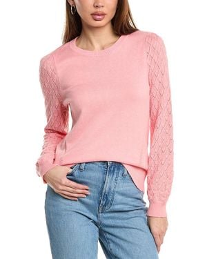 Hannah Rose Diamond Sleeve Cashmere-Blend Sweater - Red