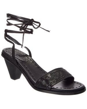 Frye Estelle Ankle Tie Leather Sandal - Black