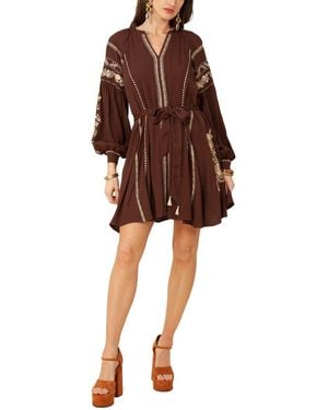 Hale Bob Viscose Crepe Midi Dress - Brown