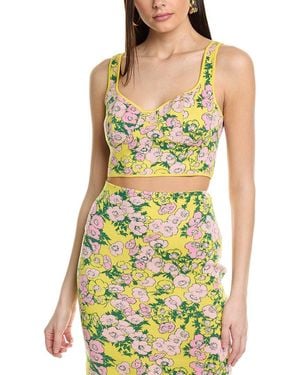 Carolina Herrera Thick Strap Bustier Silk-blend Crop Top - Yellow