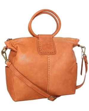 Nino Bossi Tonya's Ring Genuine Leather Tote - Orange