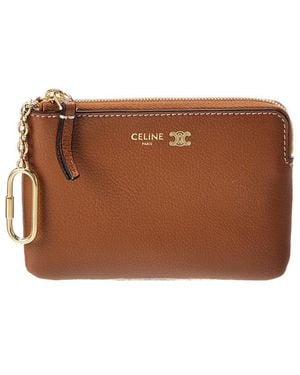 Celine Triomphe Leather Coin Purse - Brown