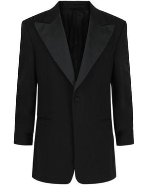 Ferragamo Silk Peaked Lapel Blazer - Black