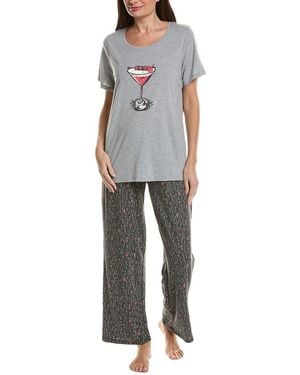 Hue 2Pc Embellished Pyjama Set - Grey
