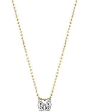 Chloe and Madison Jewellery Plated Cz Bow Necklace - Metallic