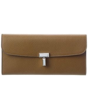 TOTEME T-Lock Leather Continental Wallet - Brown