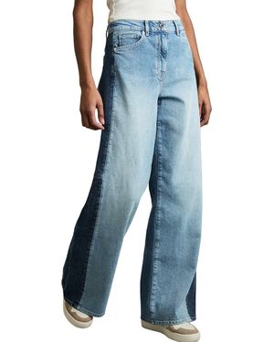 Reiss Briar Contrast Panel Wide Leg Jean - Blue