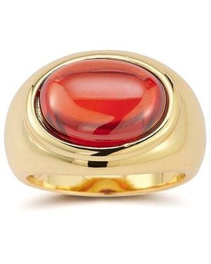 Chloe and Madison Jewellery 18K Plated Cz Signet Ring - Multicolour