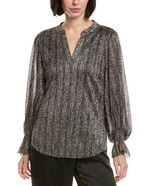 Vince Camuto Metallic Balloon Sleeve Blouse - Gray