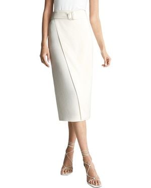 Reiss Alora Wrap Midi Skirt - Natural