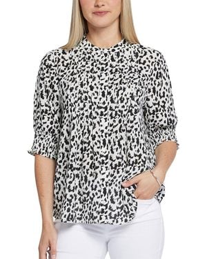 NYDJ Pleated Peasant Blouse - Black