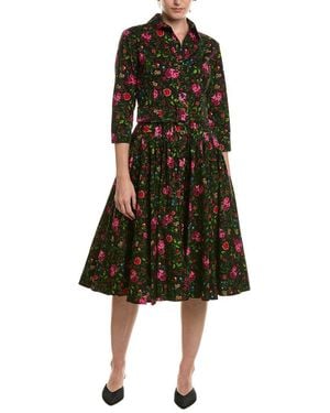 Samantha Sung Amber Petite Flora Midi Shirtdress - Black