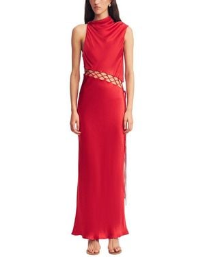 Shona Joy Tatum Cowl Lace Up Maxi Dress - Red