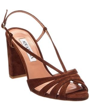 Aquazzura Aimee 85 Suede Slingback Sandal - Brown