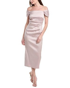 Aidan Mattox Stretch Mikado Midi Dress - Pink