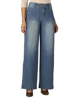 Wit & Wisdom High Rise Patch Pocket Wide Leg Jean - Blue
