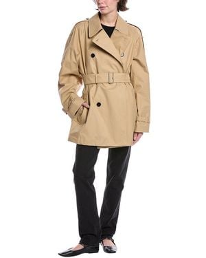 Burberry Short Gabardine Trench Coat - Natural