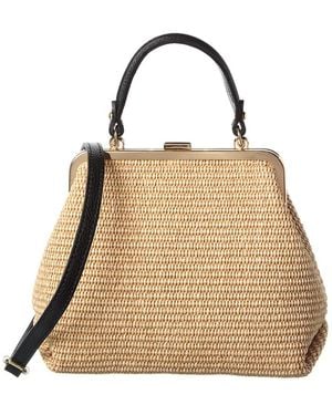 Persaman New York Isla Leather Straw Satchel - Natural