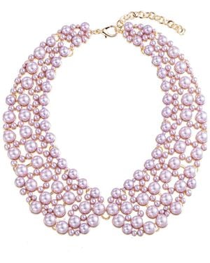 Eye Candy LA Diana Glass Pearl Collar Necklace - Pink