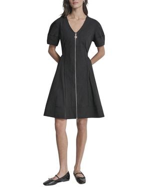 DKNY Lantern Silky Stretch Poplin Dress - Black