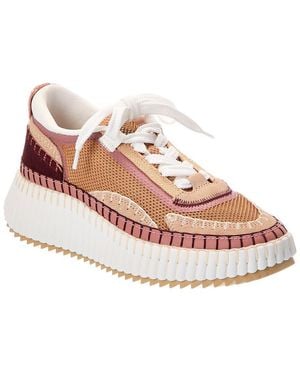 Chloé Nama Suede-Trim Trainer - Pink