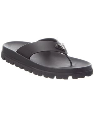 Prada Logo Plaque Sandal - Grey