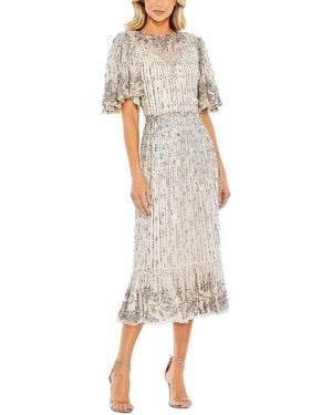 Mac Duggal Flounce Sleeve Midi Dress - Natural